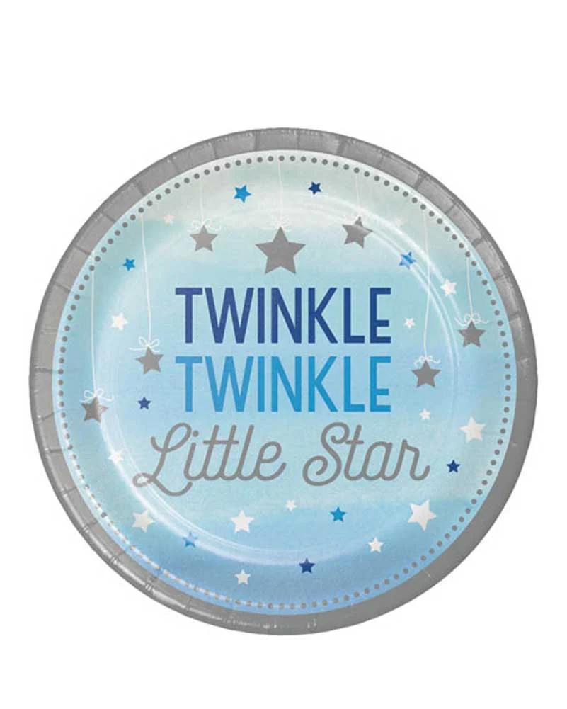 One Little Star Boy 23cm Paper Plates Pack of 8 - Image 2