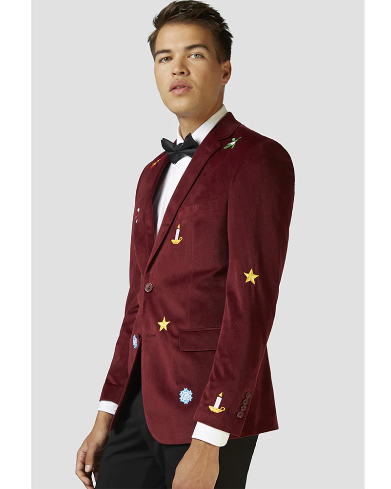 Opposuit Christmas Icons Burgundy Deluxe Mens Blazer - Image 3