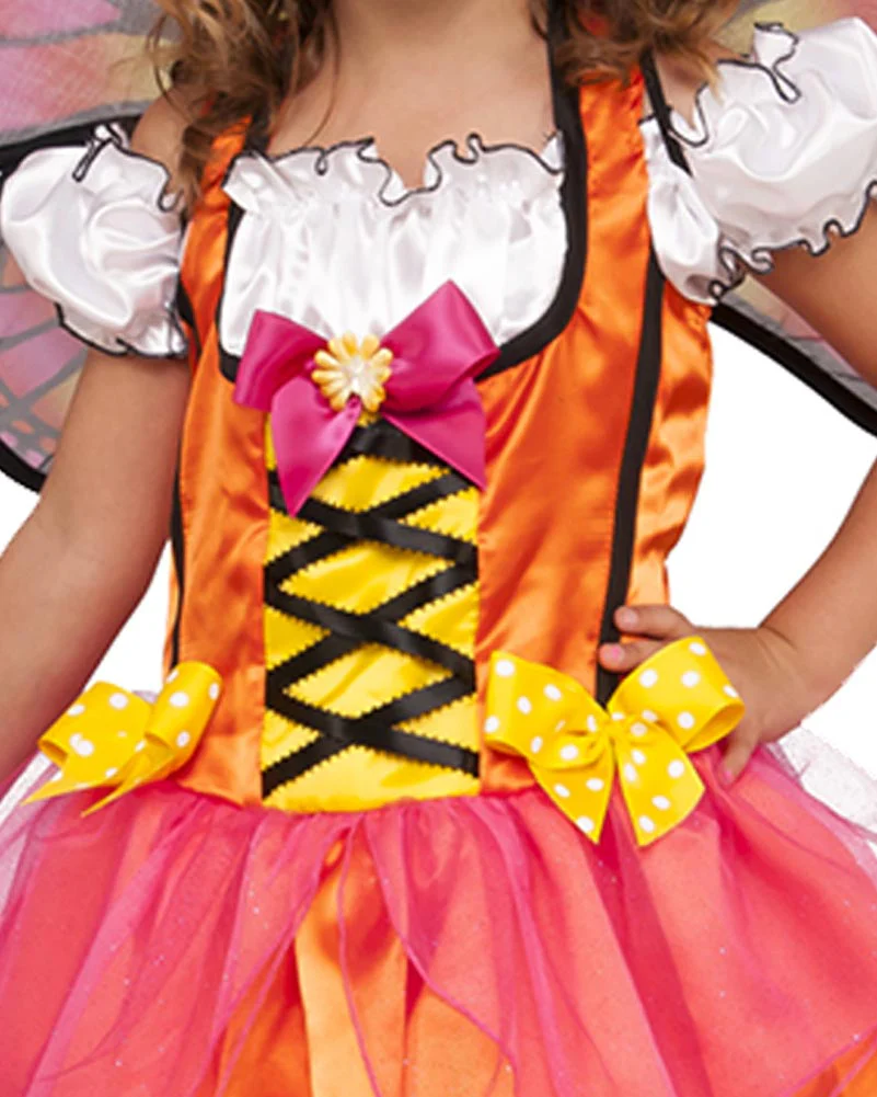 Orange Glittery Butterfly Girls Costume - Image 3