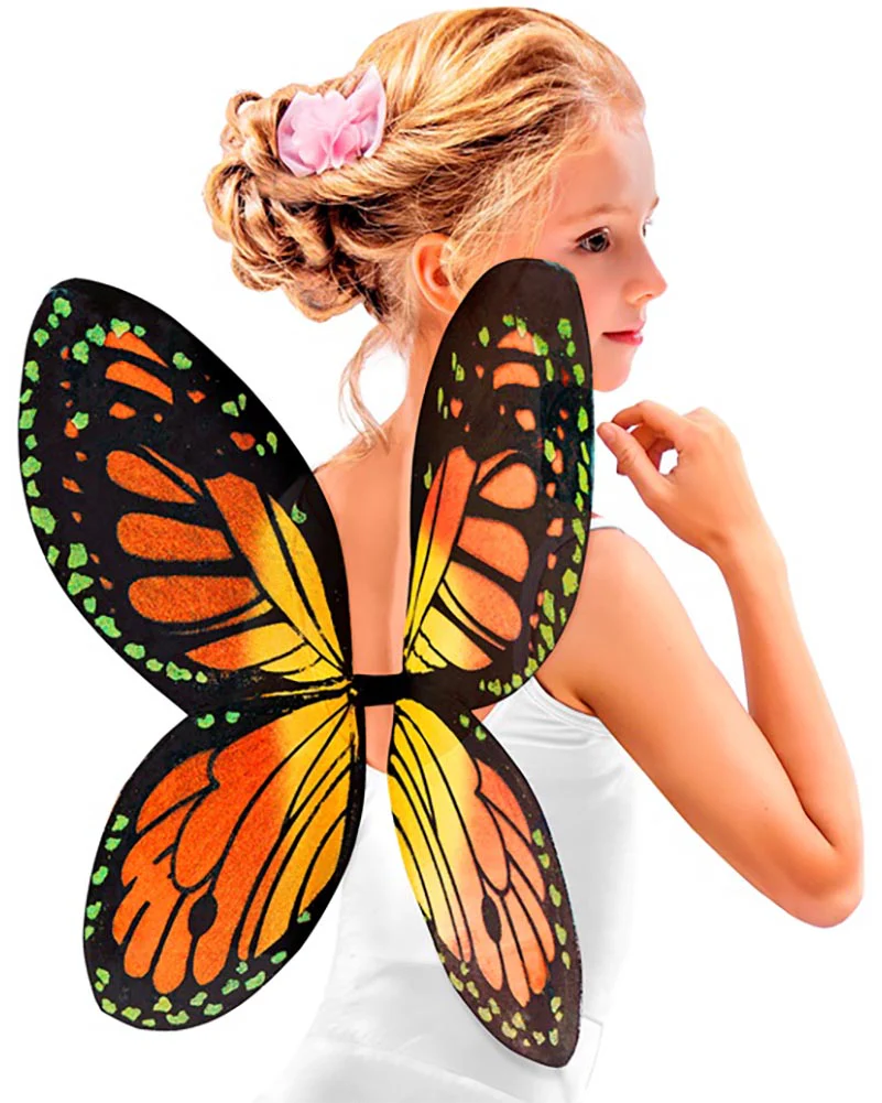 Orange Monarch Butterfly Kids Wings - Image 2