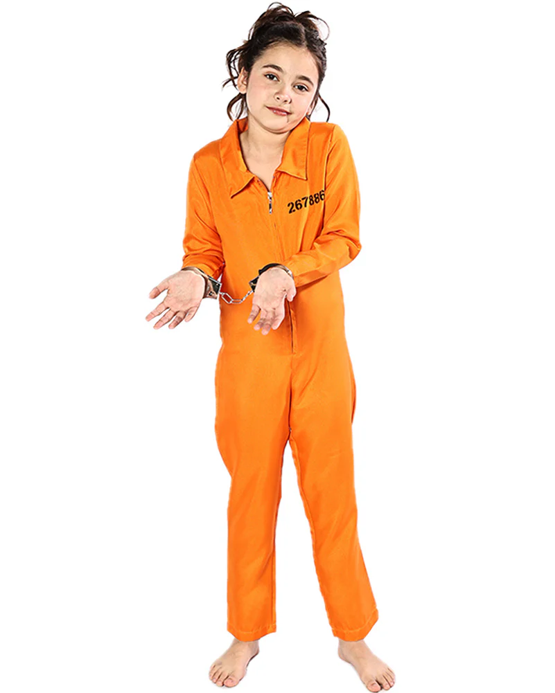 Orange Prisoner Jumpsuit Kids Costume - Image 2