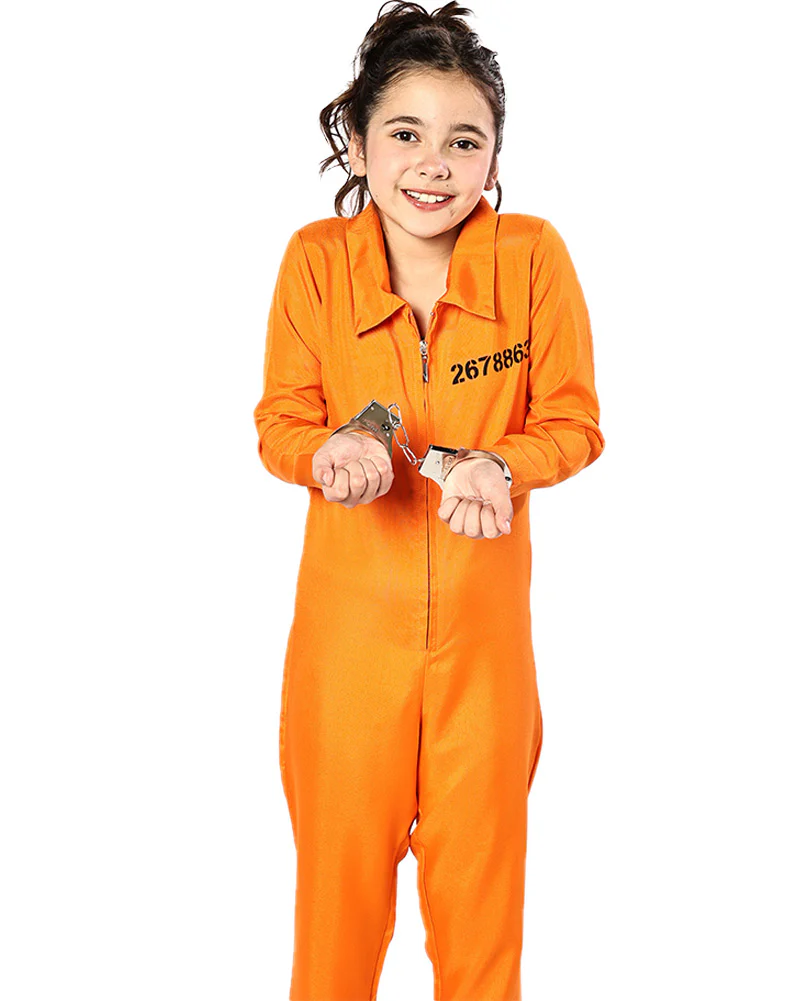 Orange Prisoner Jumpsuit Kids Costume - Image 3