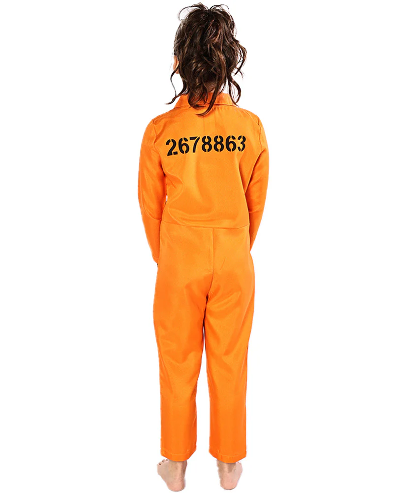 Orange Prisoner Jumpsuit Kids Costume - Image 4