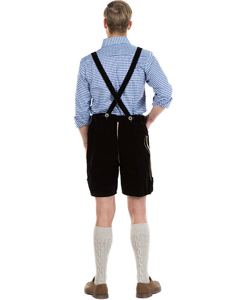 Oskar Deluxe Black Lederhosen Mens Costume - Image 4