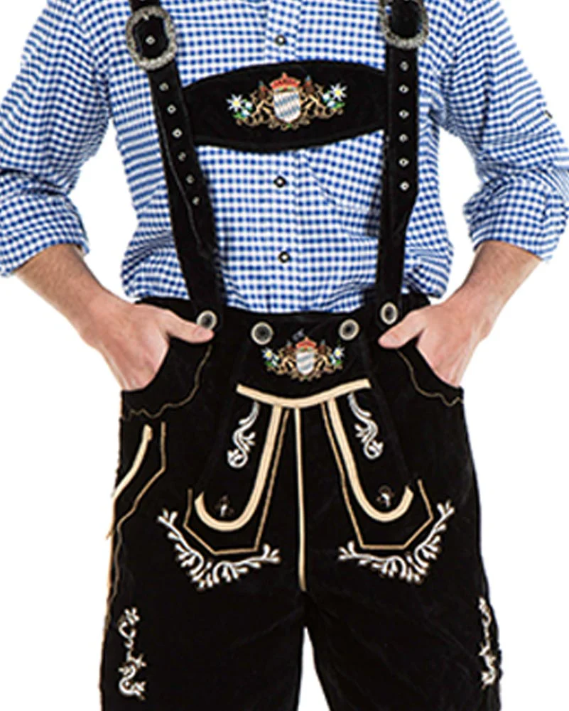 Oskar Deluxe Black Lederhosen Mens Costume - Image 7