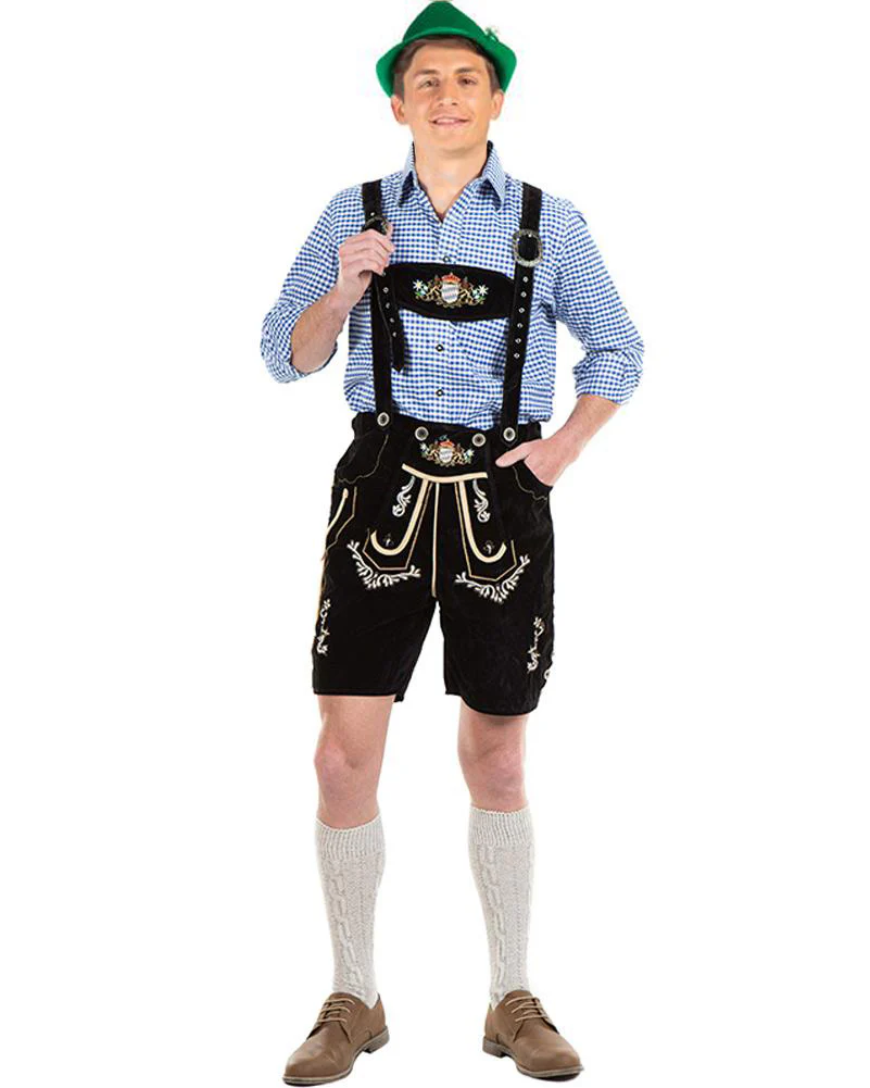 Oskar Deluxe Black Lederhosen Plus Size Mens Costume - Image 2