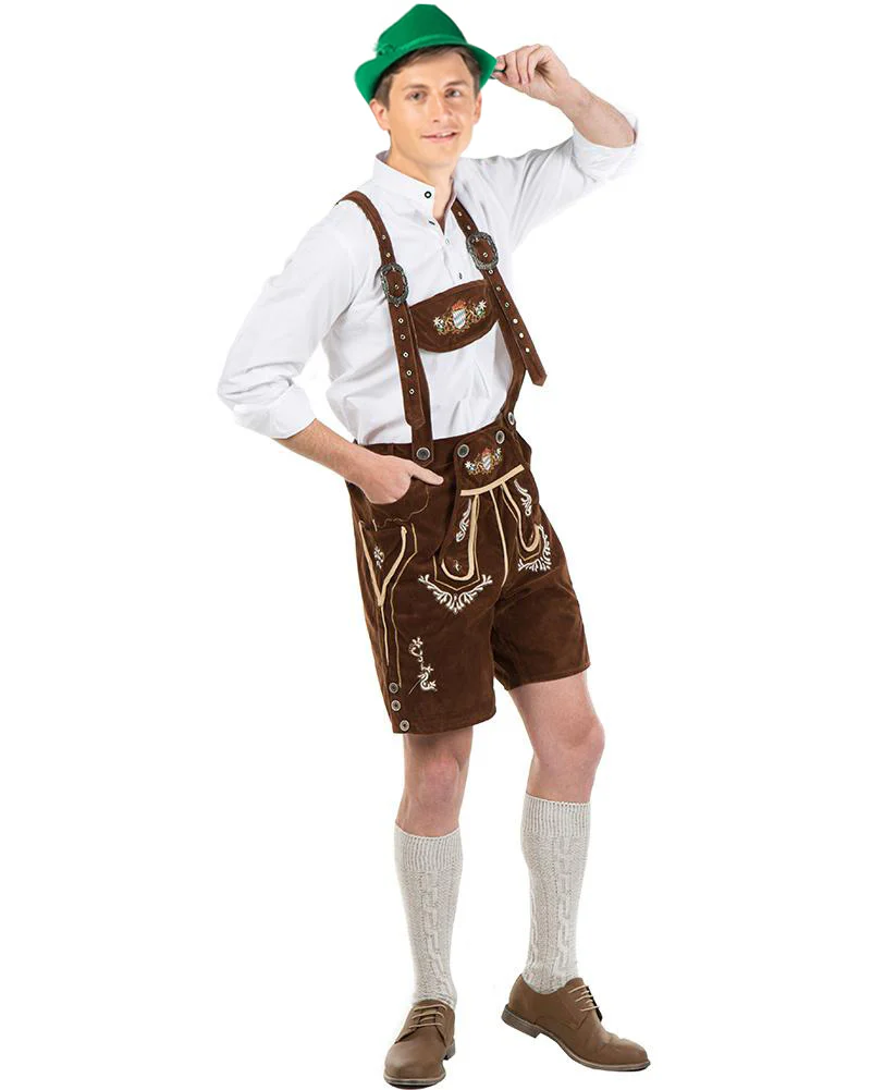 Oskar Deluxe Brown Lederhosen Mens Costume - Image 2