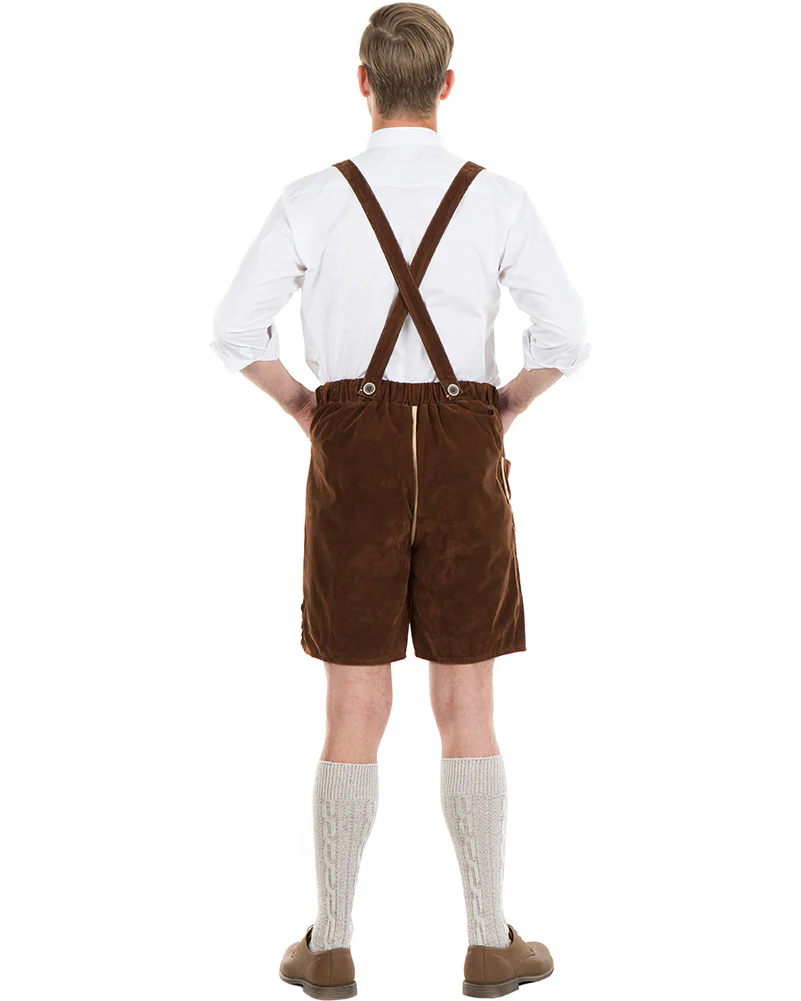 Oskar Deluxe Brown Lederhosen Mens Costume - Image 3