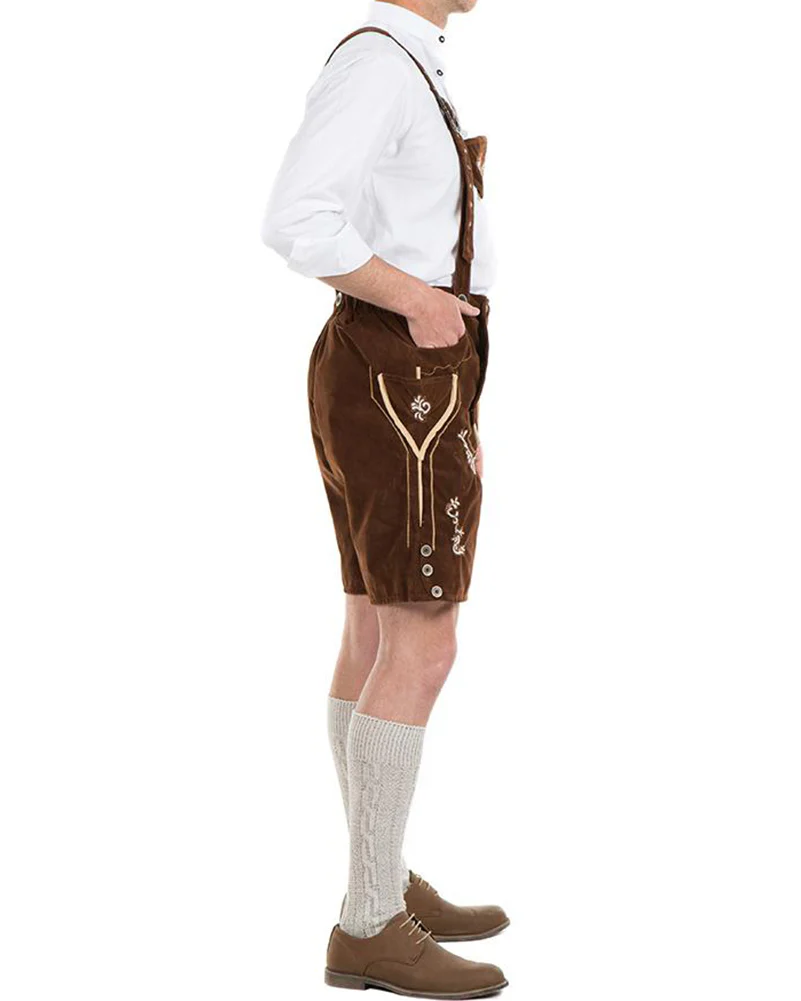 Oskar Deluxe Brown Lederhosen Mens Costume - Image 4