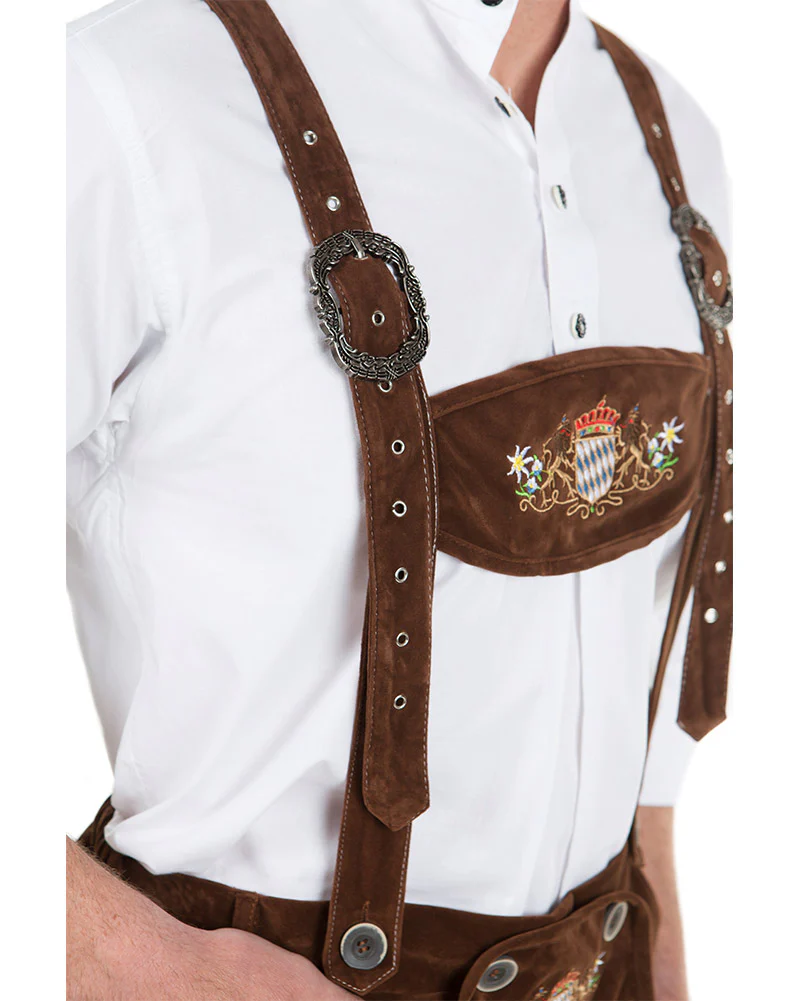 Oskar Deluxe Brown Lederhosen Mens Costume - Image 5