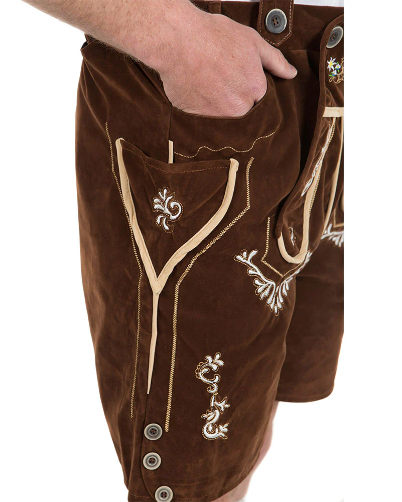 Oskar Deluxe Brown Lederhosen Mens Costume - Image 6