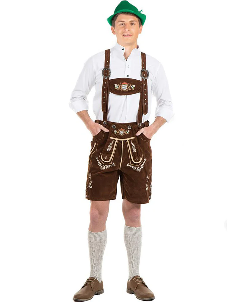 Oskar Deluxe Brown Lederhosen Plus Size Mens Costume - Image 2