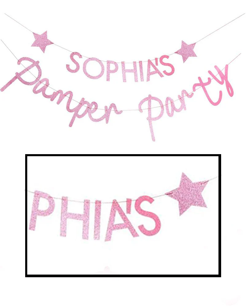Pamper Party Pink Glitter Customisable Pamper Party Bunting 2.5m