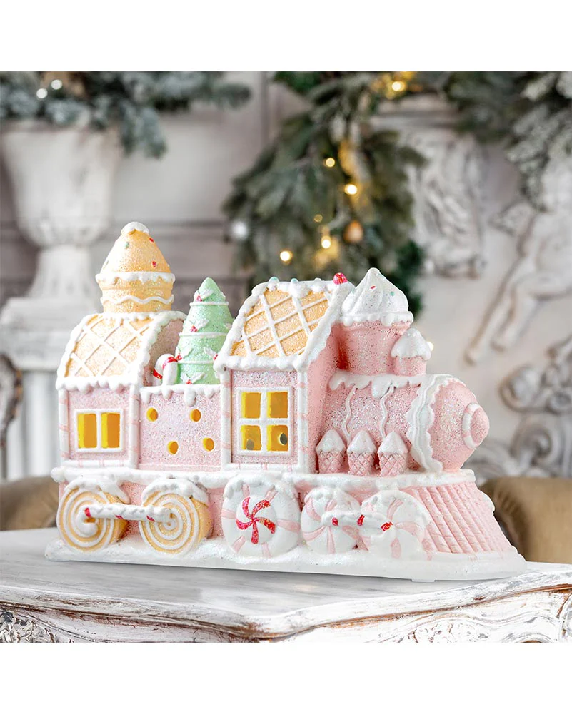 Pastel Resin LED Candy Train Christmas Decoration 24cm - Image 3