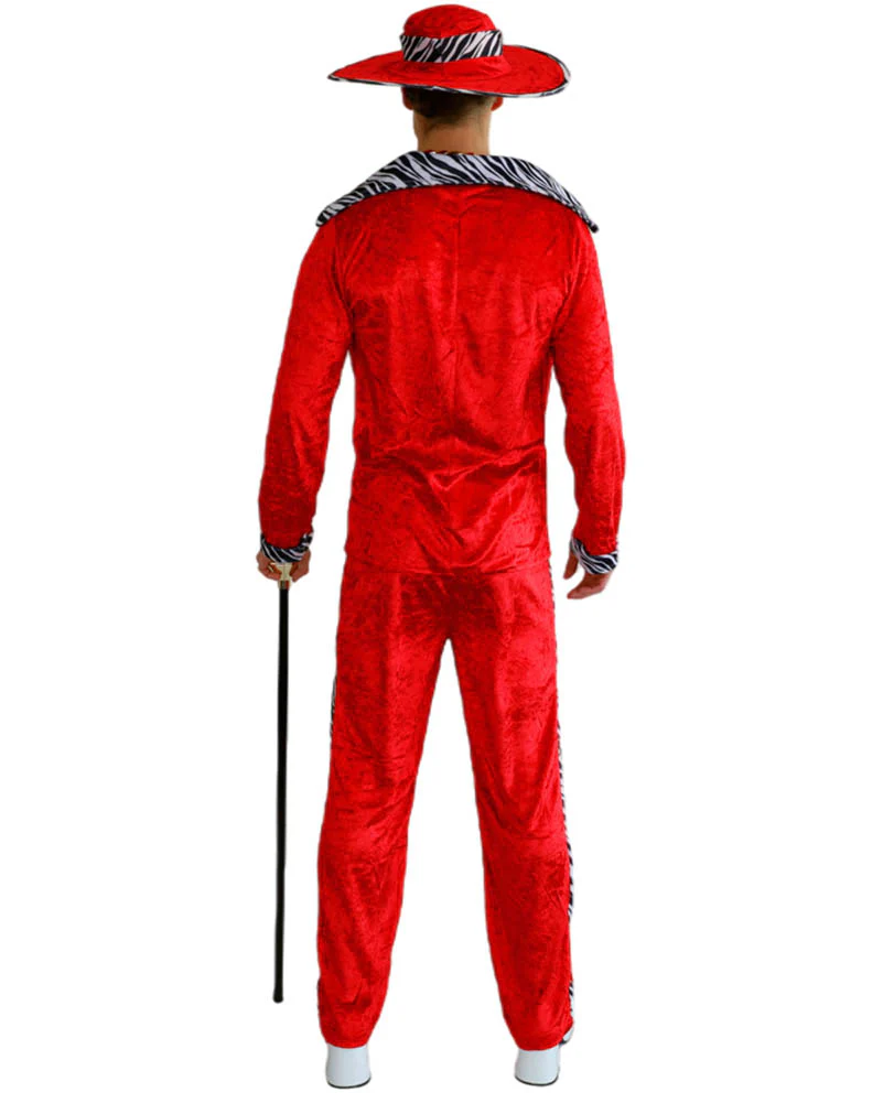 Pimp Suit Burgundy and Zebra Stripe Mens Costume - Image 2