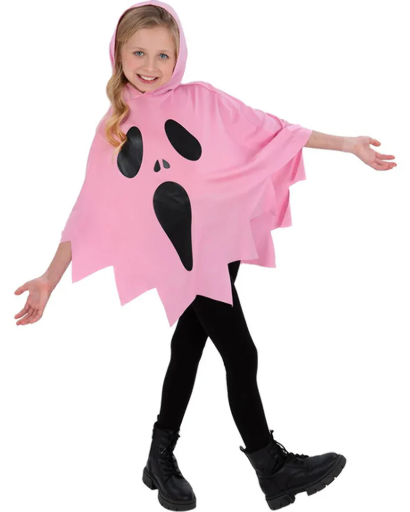 Pink Ghost Kids Poncho - Image 2