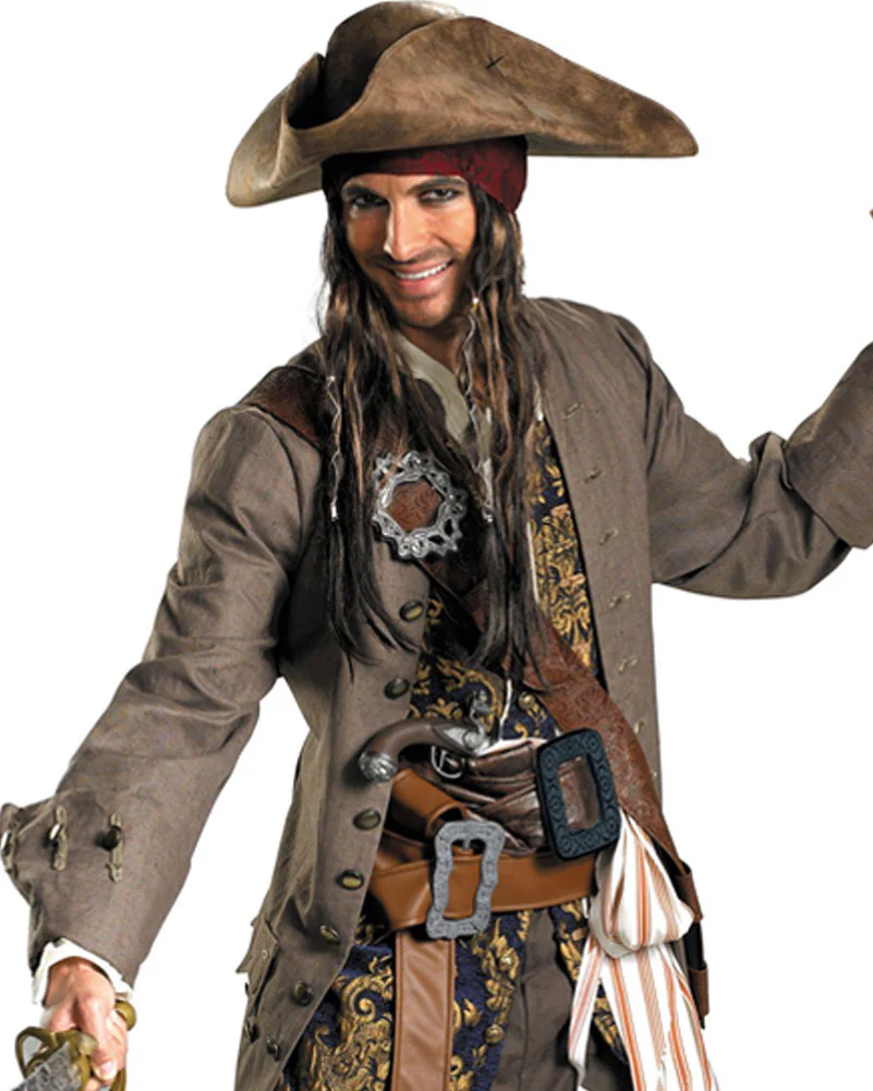 Pirates Of The Caribbean Captain Jack Sparrow Theatrical Quality Mens Costume - Image 2