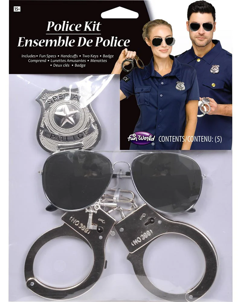 Police Badge Handcuffs and Aviator Fun Specs Set - Image 2