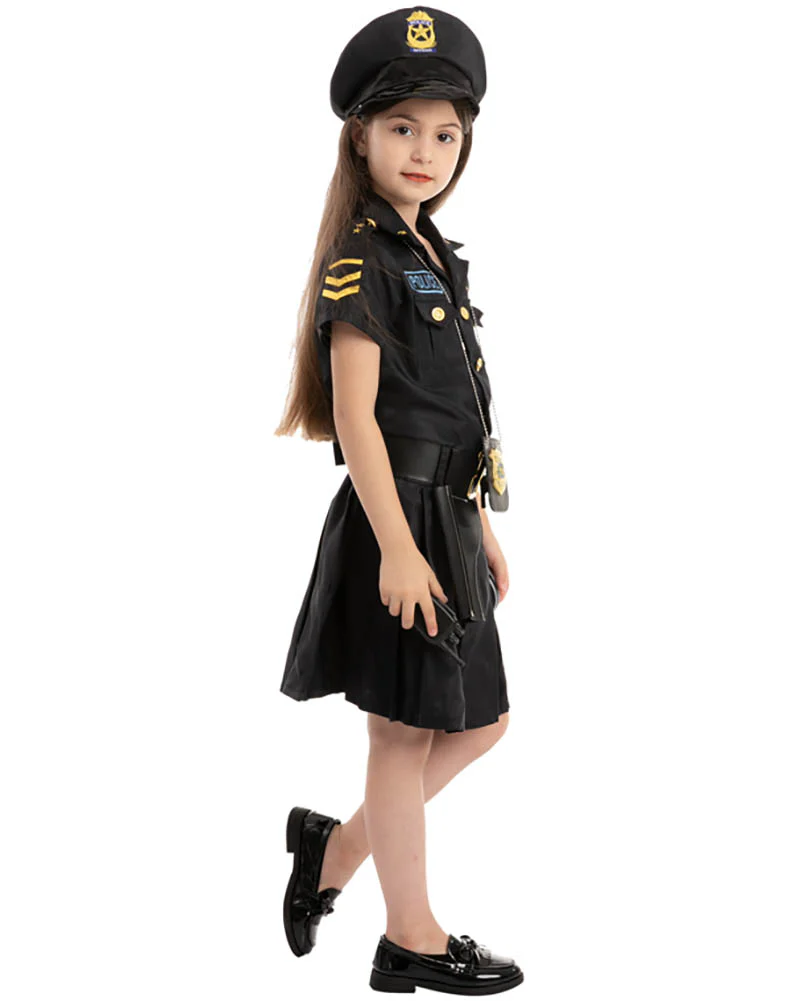 Police Officer Complete Gold Girls Costume - Image 3