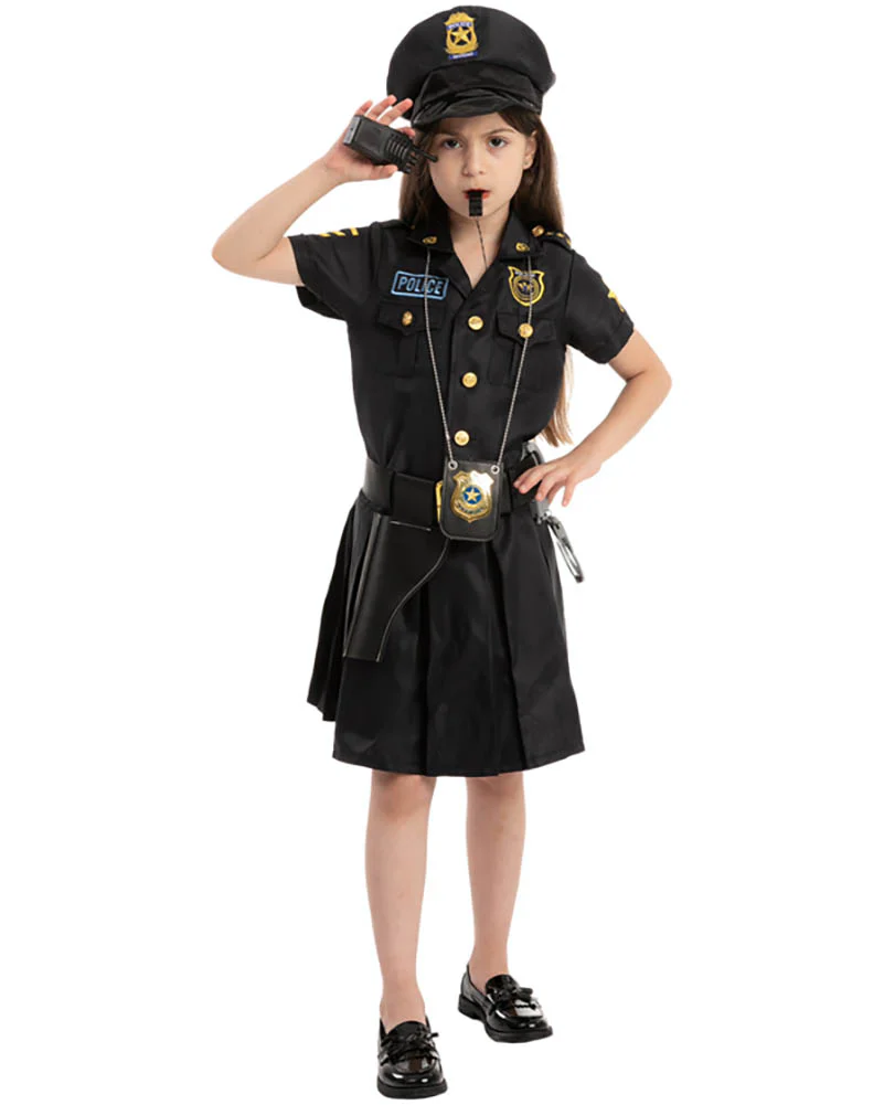 Police Officer Complete Gold Girls Costume - Image 4