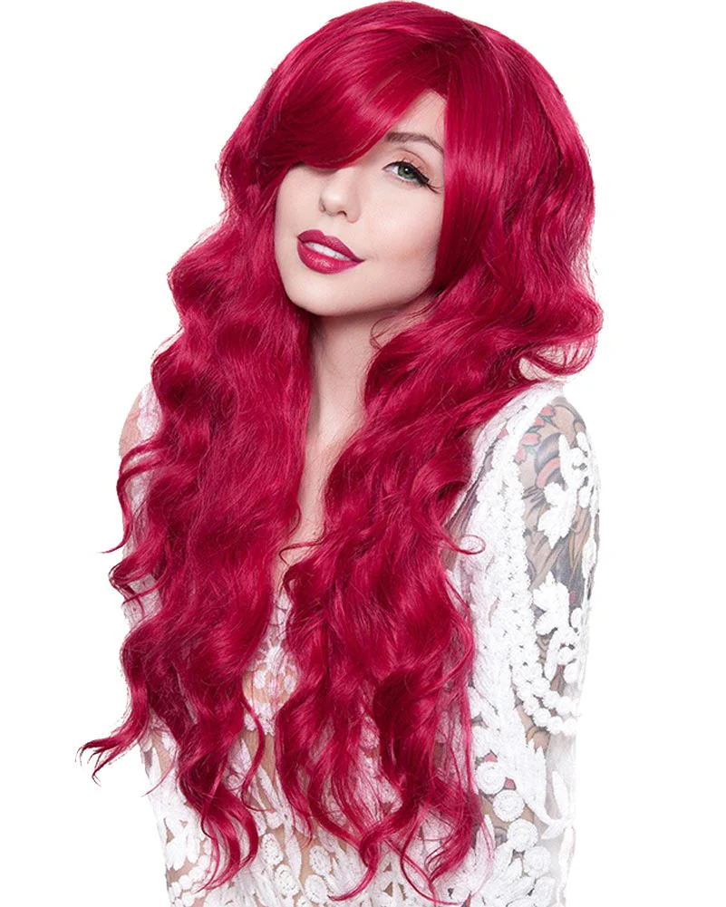 Premium Long Wavy Cranberry Wig - Image 2