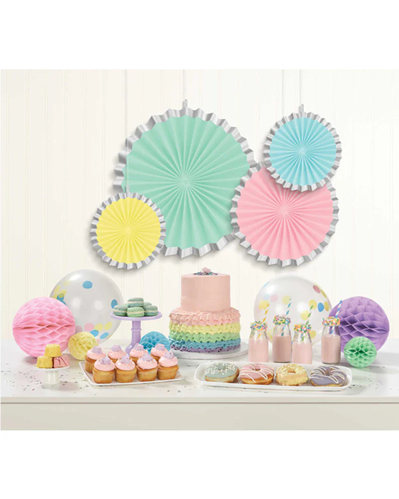 Pretty Pastels Fan Hanging Decorations Pack of 4 - Image 2