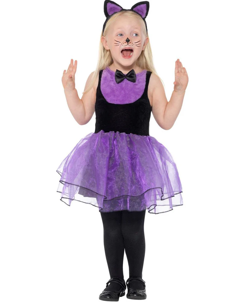 Purple Cat Tutu Dress Toddler Costume - Image 4