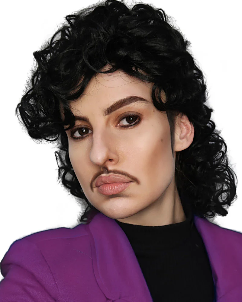 Purple Prince Curly Black Wig - Image 2