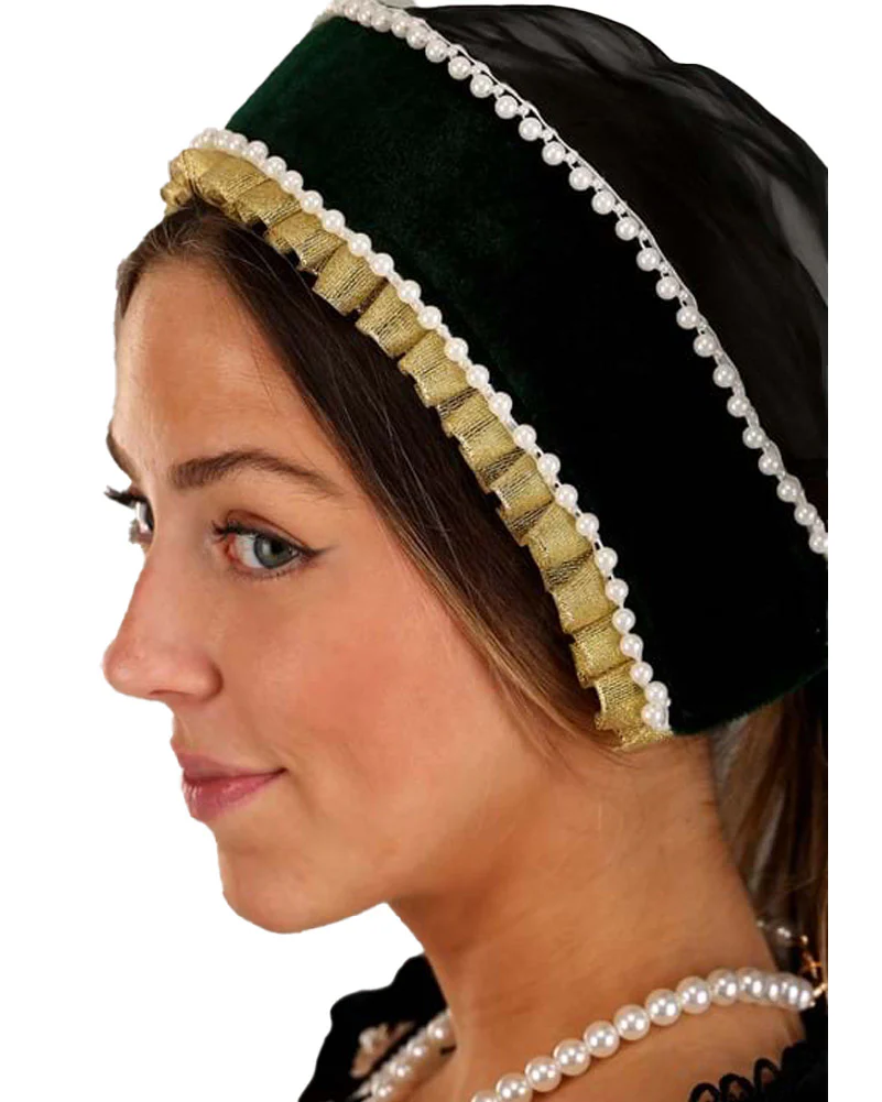 Queen Anne Boleyn Deluxe Hat and Necklace Costume Set - Image 3