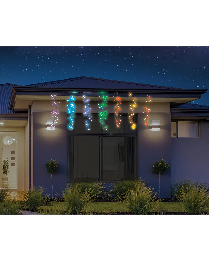 Rainbow Firecracker Christmas LED Curtain Lights 7 Piece - Image 4