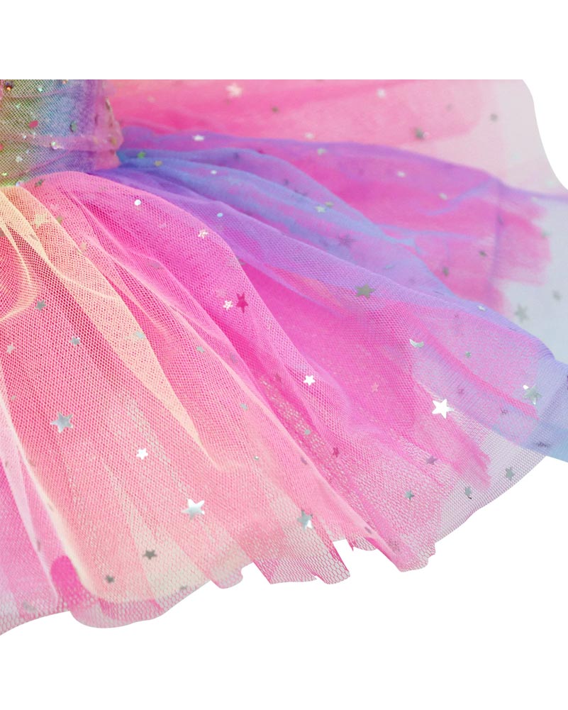Rainbow Ruched Sparkle Ballet Tutu Dress Girls Costume - Image 4