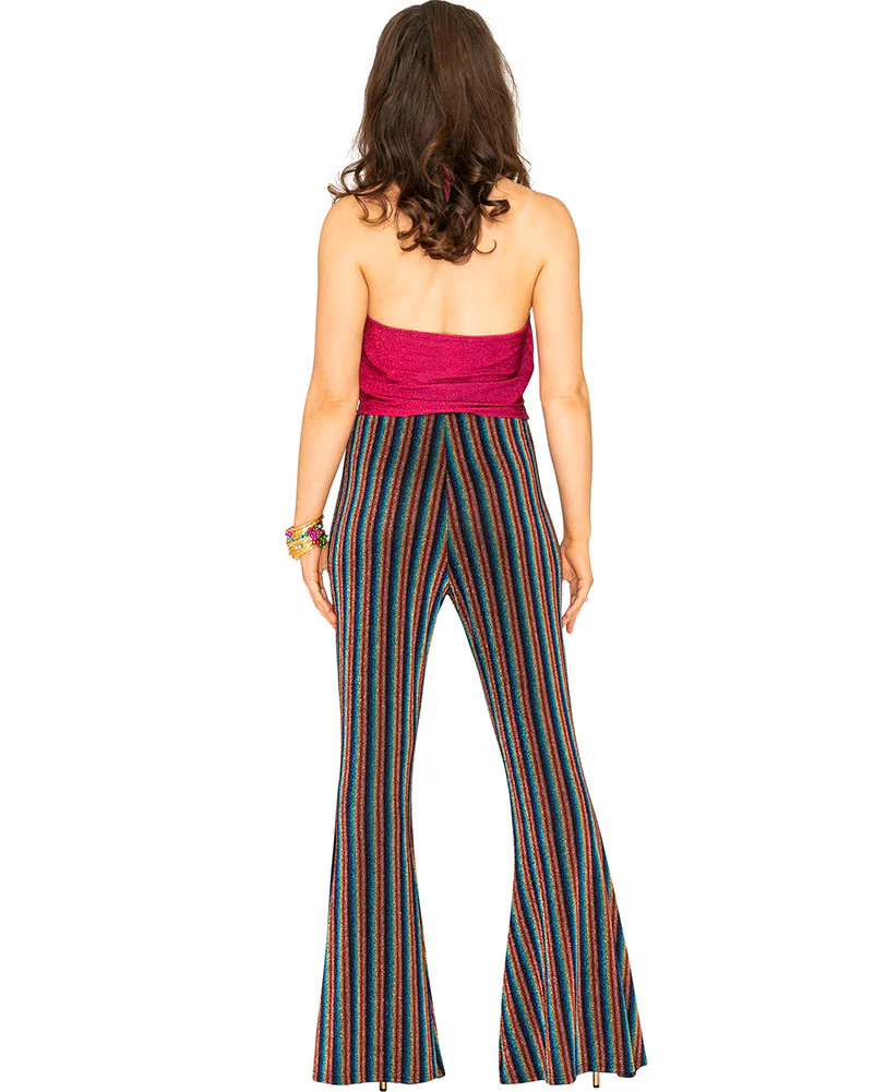 70s Rainbow Sparkle Disco Fever Womens Flares - Image 4