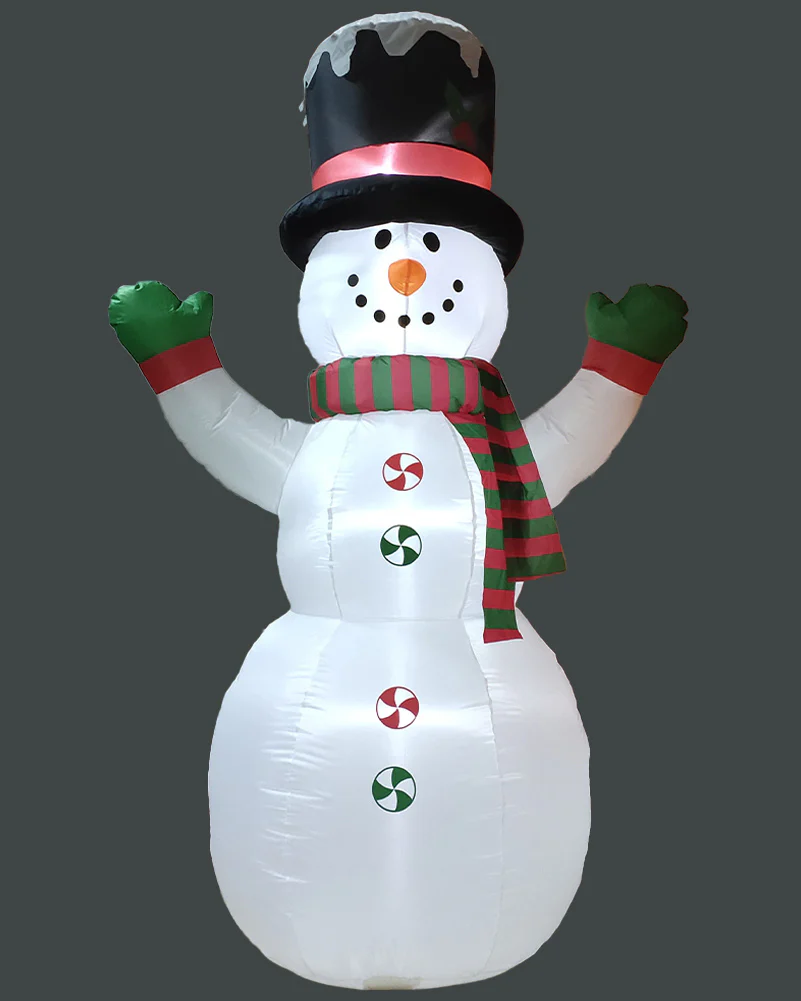 Red and Green Snowman with Disco Light Christmas Lawn Inflatable 2.4m - Image 2