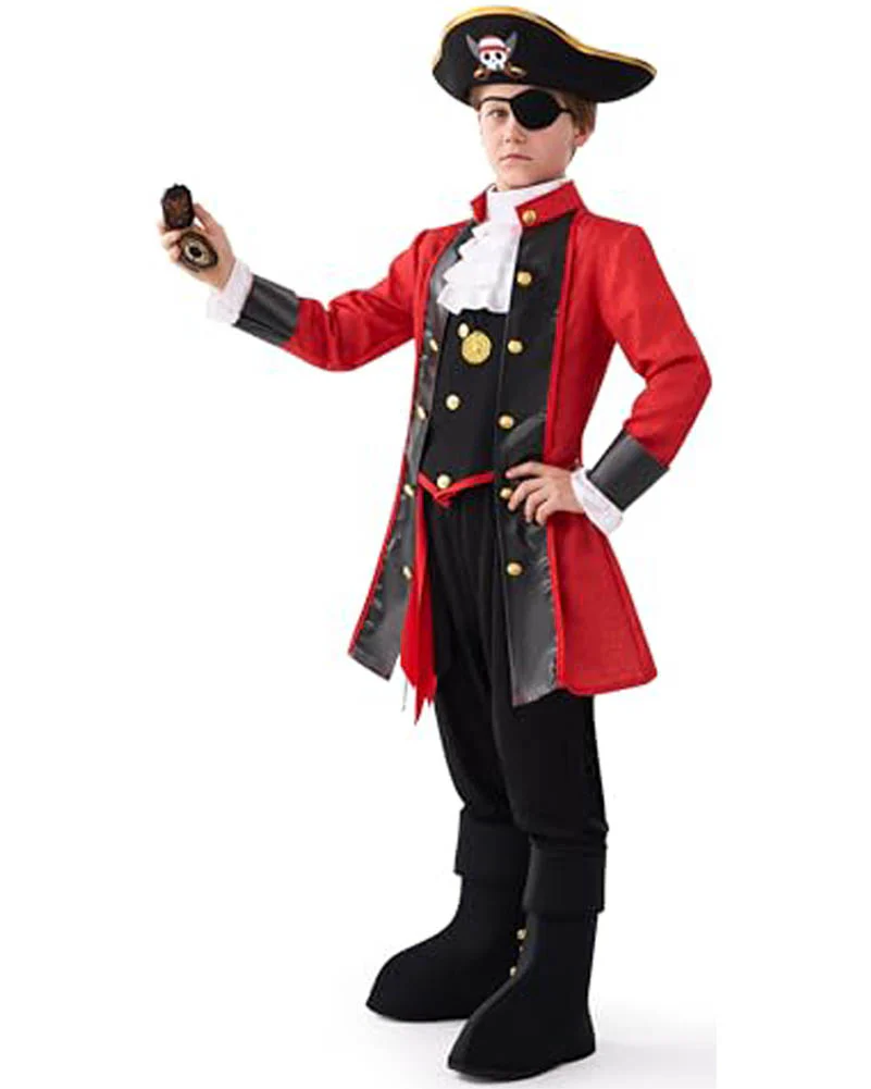 Red Captain Pirate Boys Costume - Image 4
