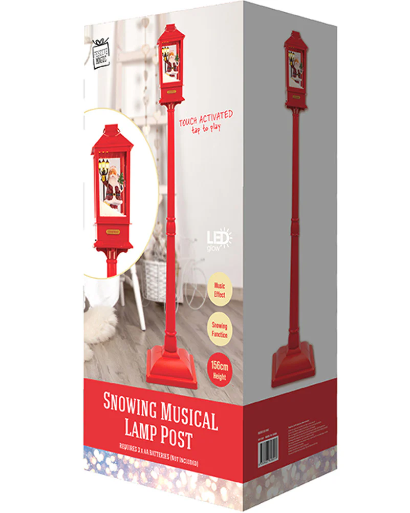 Red Christmas LED Snow and Music Lamppost with Sensor 1.5m - Image 3
