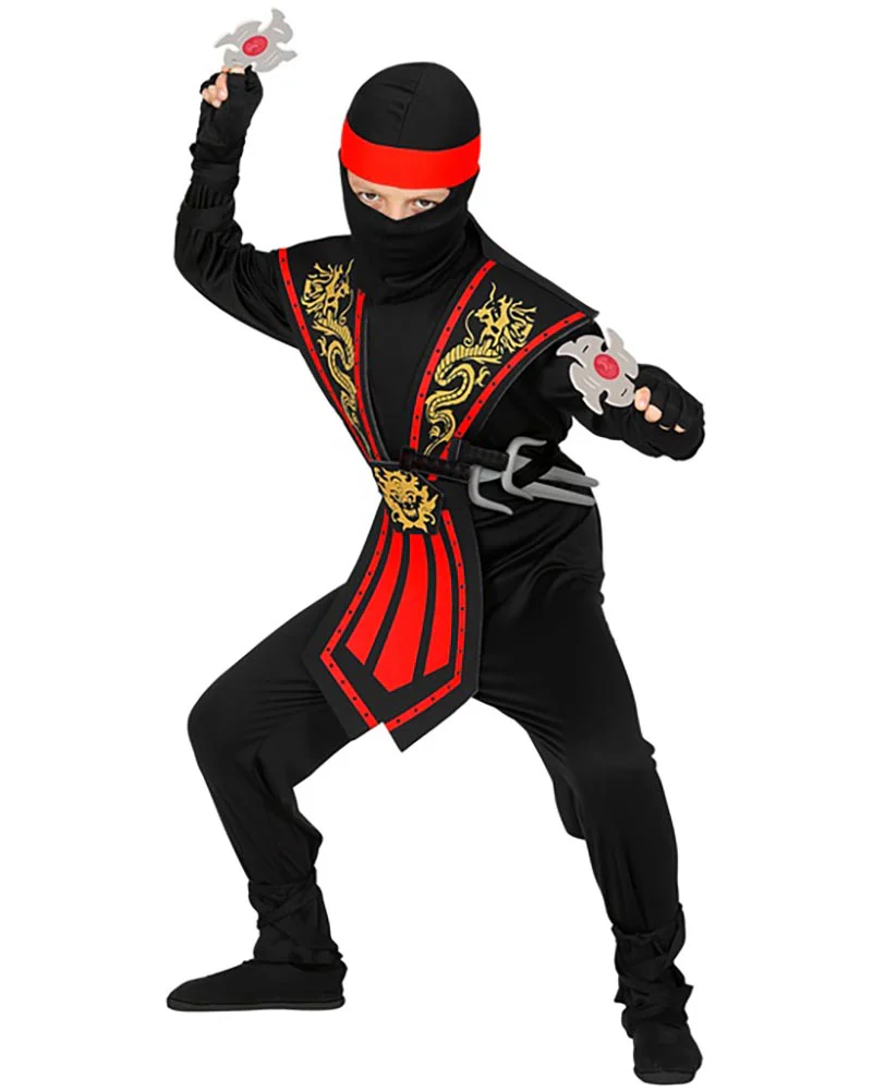 Red Kombat Ninja with Weapons Boys Costume - Image 4