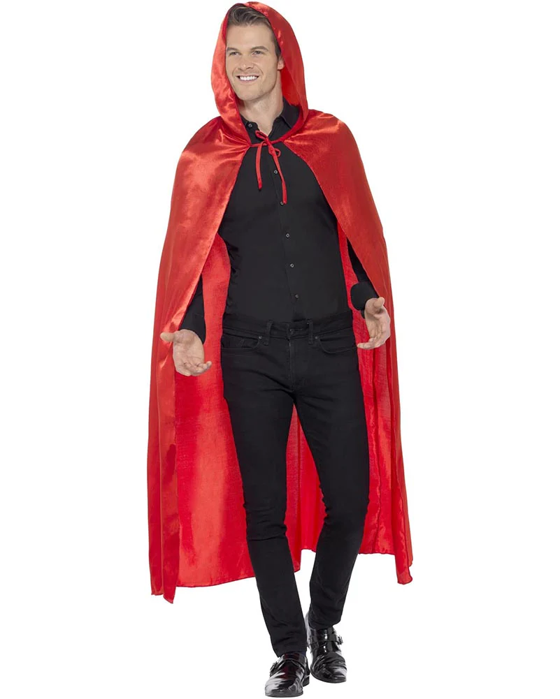 Red Satin Hooded Cape - Image 3