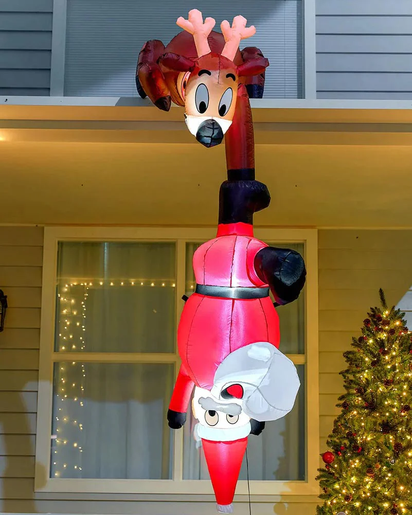 Reindeer and Santa Falling Christmas Hanging Inflatable Decoration 2.3m - Image 2