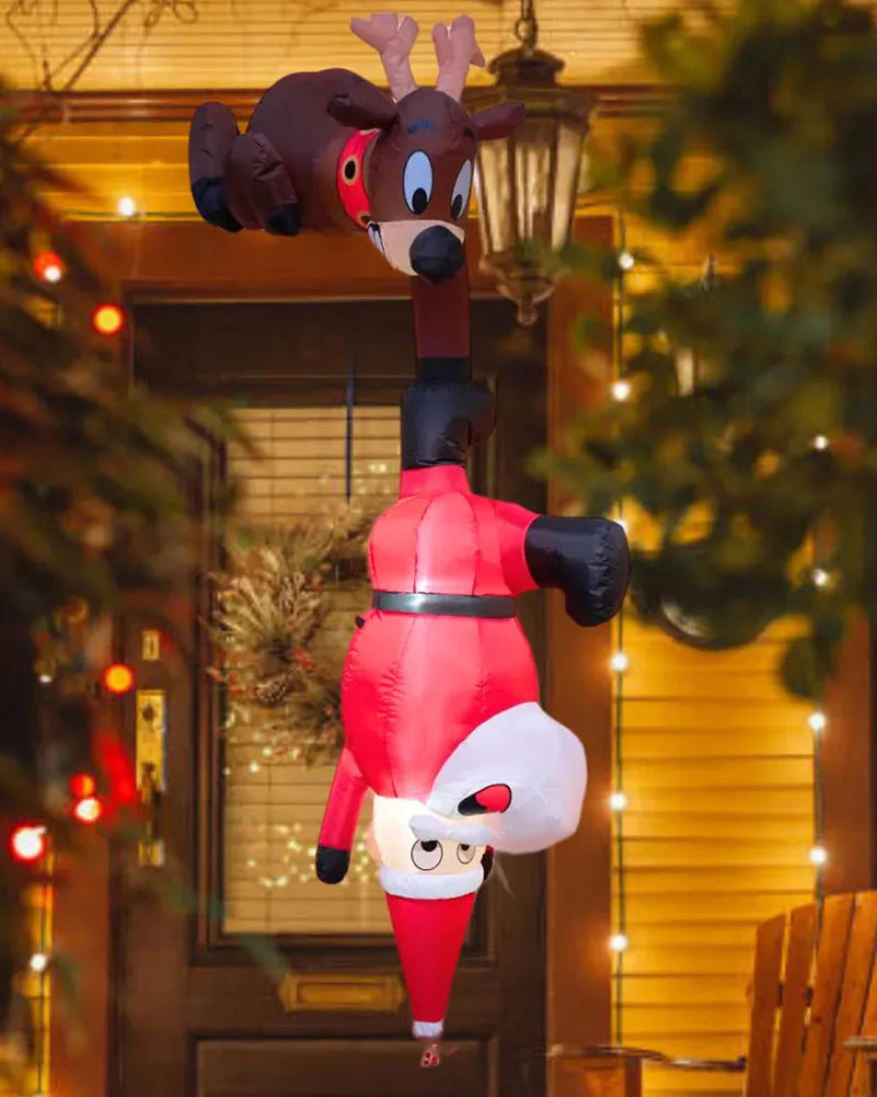 Reindeer and Santa Falling Christmas Hanging Inflatable Decoration 2.3m - Image 3