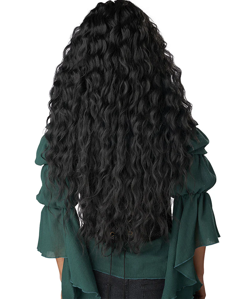 Renaissance Maiden Long Curly Black Wig - Image 3