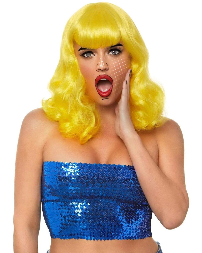 Retro Bangs Short Curly Yellow Wig - Image 2