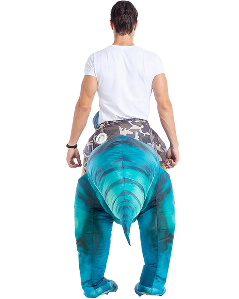Riding A Blue Raptor Inflatable Adult Costume - Image 3