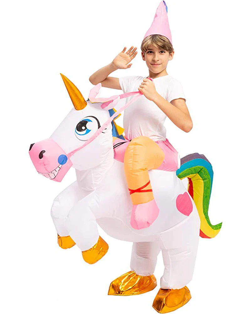 Riding A White Unicorn Inflatable Kids Book Week Costume - Image 2