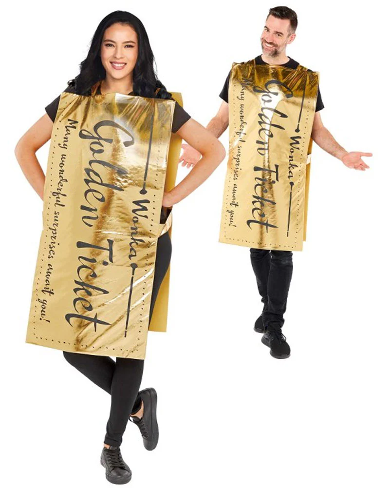 Roald Dahl Charlie and The Chocolate Factory Golden Ticket Adults Book Week Costume