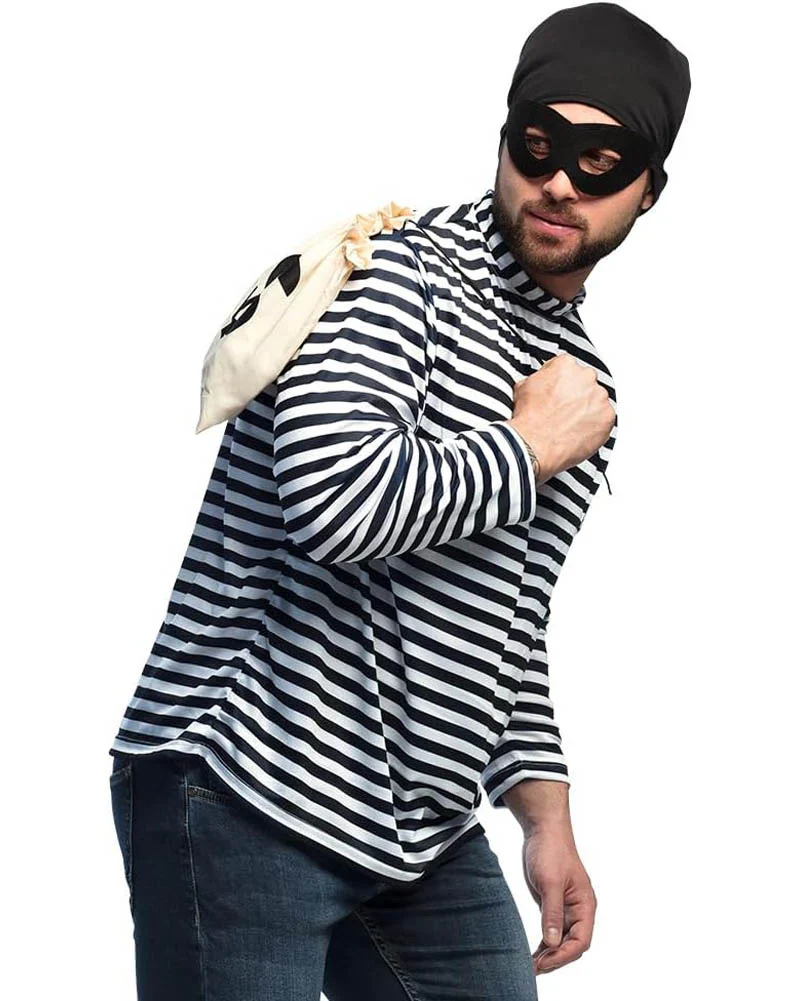 Robber Adult Shirt Beanie Eye Mask and Bag Set - Image 2