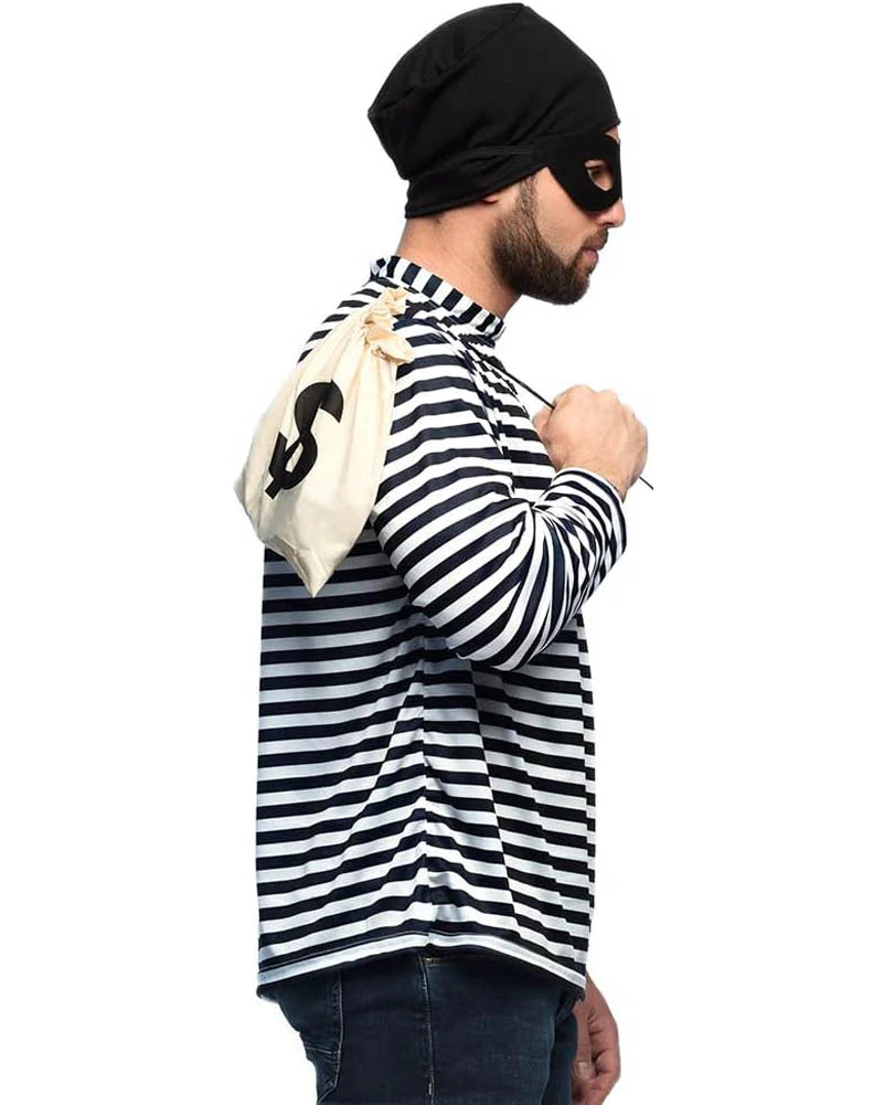 Robber Adult Shirt Beanie Eye Mask and Bag Set - Image 3
