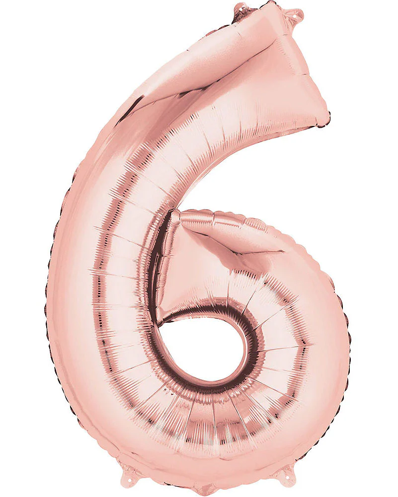 Rose Gold 40cm Number 6 Foil Balloon