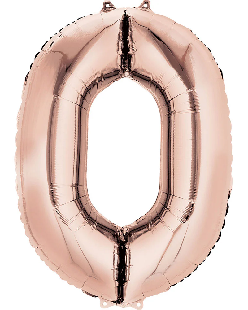Rose Gold 83cm Number 0 Super Shape Balloon