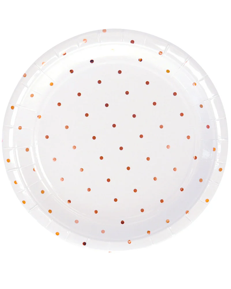 Rose Gold Dots 23cm Paper Plates Pack of 10 - Image 2