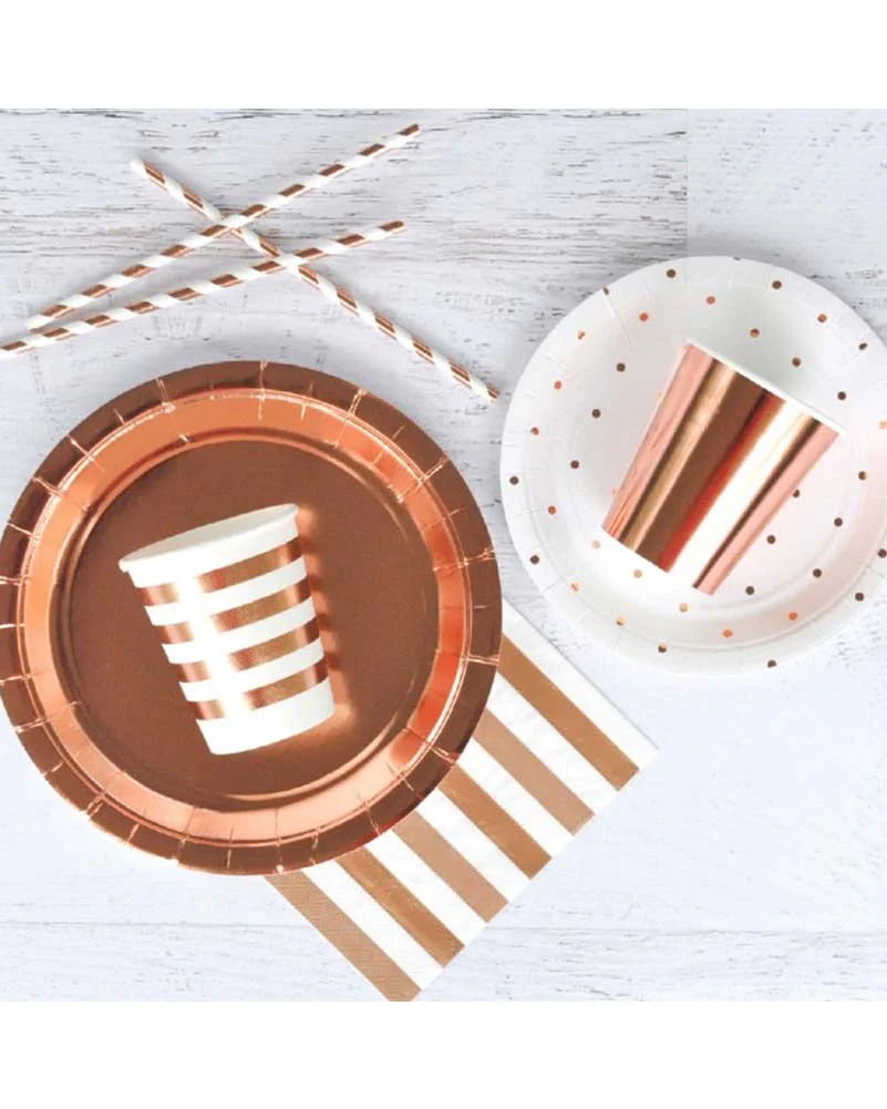 Rose Gold Foil 300ml Cups Pack of 10 - Image 3